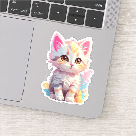 Cute Rosa Gult Kawaii Kitten Klistermärken