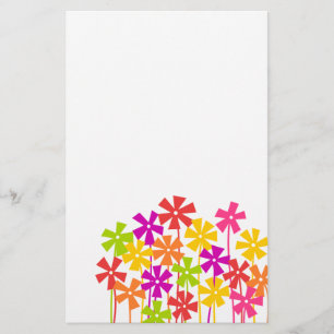 Cute rosa gult orange för enkla blommor teckning brevpapper