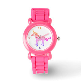 Cute Rosa Gult Rainbow Unicorn Girly Armbandsur