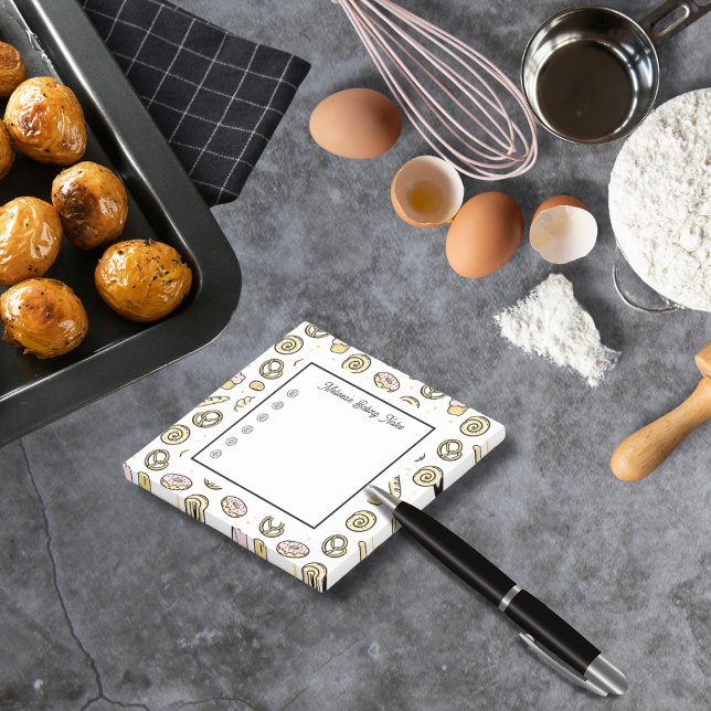 Cute Rosa Gult Sweet Baking Treats Doodle Post-it Block (Skapare uppladdad)