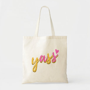 Cute Rosa Gult Yass Brev Tote Bag Tygkasse