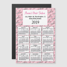 Cute Rosa Hair Salon Business Mini 2019 Kalender Magnetisk Inbjudningskort