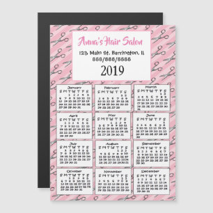 Cute Rosa Hair Salon Business Mini 2019 Kalender Magnetisk Inbjudningskort