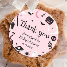 Cute Rosa Halloween Baby Shower Tack Runt Klistermärke