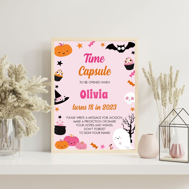 Cute Rosa Halloween Birthday Time Capsule-tecken Poster (Skapare uppladdad)