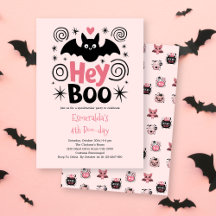 Cute Rosa Halloween Boo Fladdermus Birthday