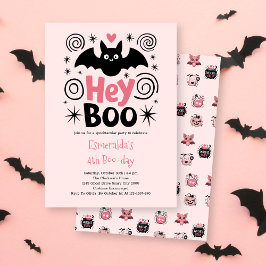 Cute Rosa Halloween Boo Fladdermus Birthday Inbjudningar