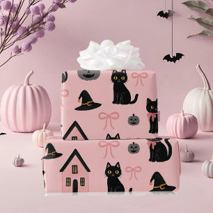 Cute Rosa Halloween Cats & Witch Hats Presentpapper