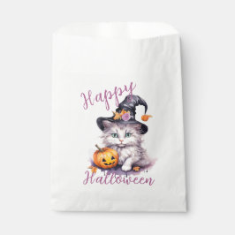 Cute Rosa Halloween Födelsedagsfest Kitten Pumpkin