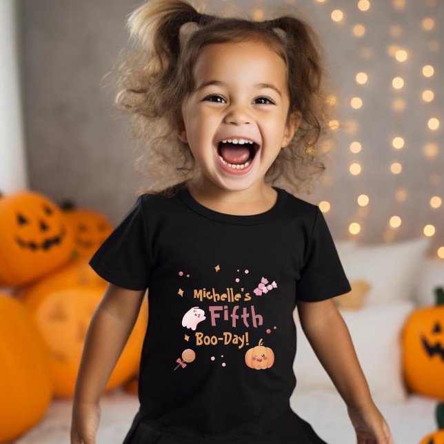 Cute Rosa Halloween-Födelsedagsfest T Shirt (Cute Pink Halloween Birthday Party T-Shirt)