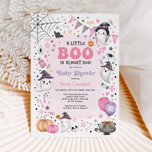 Cute Rosa Halloween Ghost Baby Shower Inbjudningar (Skapare uppladdad)
