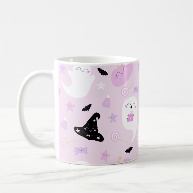 Cute Rosa Halloween Kaffemugg (Vänster)