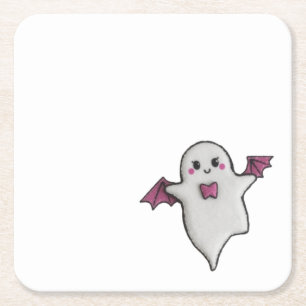 Cute rosa Halloween lille boo Underlägg Papper Kvadrat
