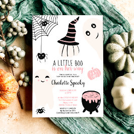 Cute rosa Halloween, liten babydusch för boo-flick Inbjudningar