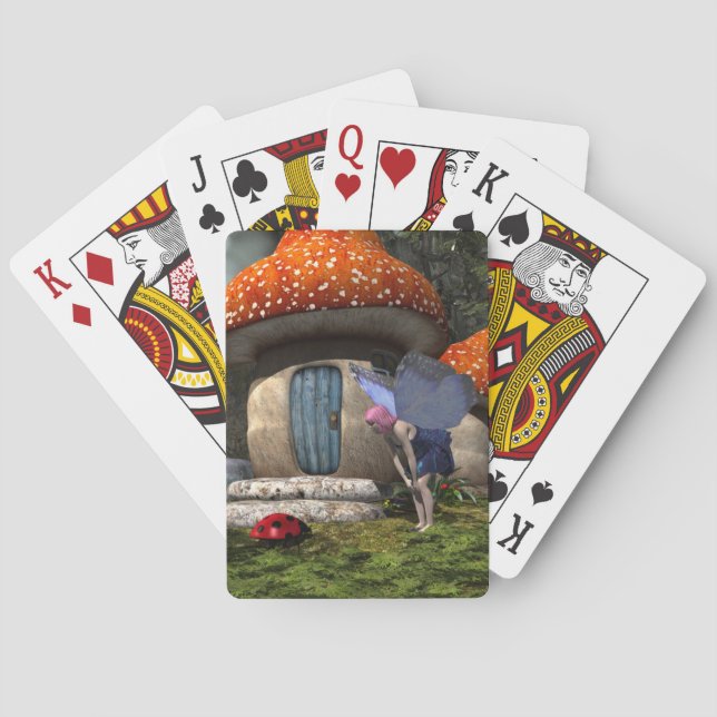 Cute Rosa-hårade Fairy Meets Ladybug Casinokort (Baksidan)