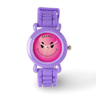 Cute Rosa Harajuku Smiling Emoji Ansikte Armbandsur