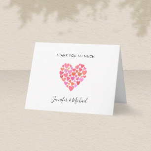 Cute Rosa Heart Anpassningsbar Tackkort Card
