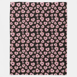 Cute Rosa Heart Cookie Mönster Fleecefilt