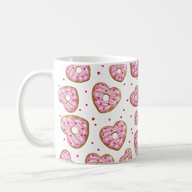 Cute Rosa Heart Cookies Kaffemugg (Vänster)