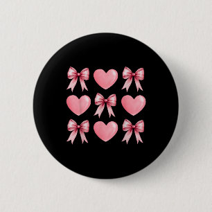Cute Rosa Heart Coquette Bow Valentines day Kvinno Knapp
