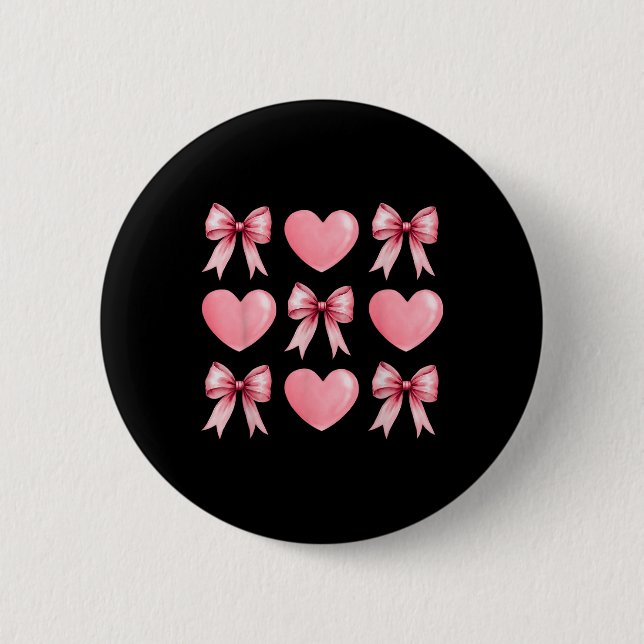 Cute Rosa Heart Coquette Bow Valentines day Kvinno Knapp (Framsida)