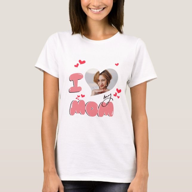 Cute Rosa Heart I kärlek mitt MAMMA-foto T Shirt (Framsida)