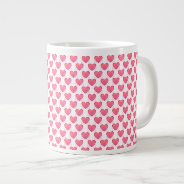 Cute Rosa Heart Loely Valentine Mugg Jumbo Mugg (Framsida höger)