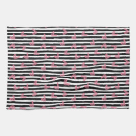 Cute Rosa Heart Mönster Kökshandduk