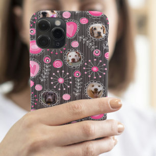 Cute Rosa Heart och Flower Hund Photo Collage