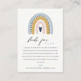 CUTE ROSA HEART RAINBOW BOK REQUEST BABY SHOWER TILLÄGGSKORT