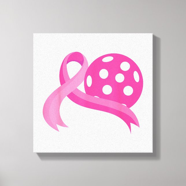 Cute Rosa Heart - Ribbon Pickleball Breast Cancer  Canvastryck (Framsida)