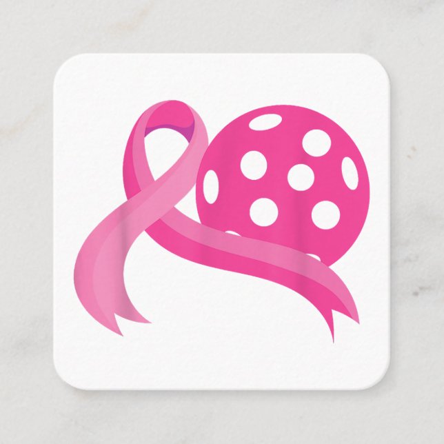 Cute Rosa Heart - Ribbon Pickleball Breast Cancer  Fyrkantigt Visitkort (Framsida)