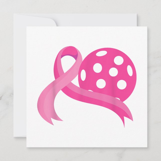 Cute Rosa Heart - Ribbon Pickleball Breast Cancer  Inbjudningar (Framsida)
