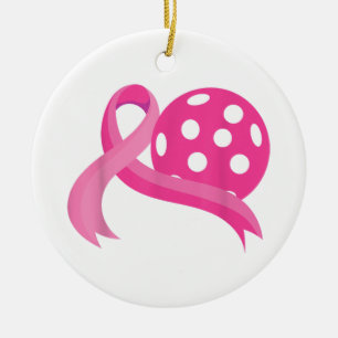 Cute Rosa Heart - Ribbon Pickleball Breast Cancer  Julgransprydnad Keramik