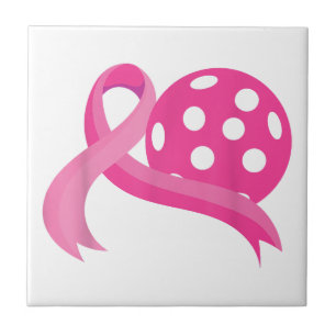Cute Rosa Heart - Ribbon Pickleball Breast Cancer Kakelplatta