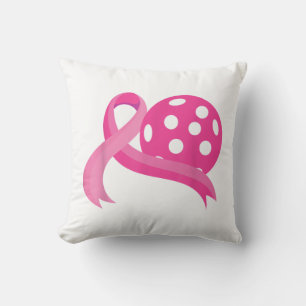 Cute Rosa Heart - Ribbon Pickleball Breast Cancer Kudde