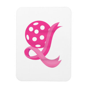 Cute Rosa Heart - Ribbon Pickleball Breast Cancer Magnet