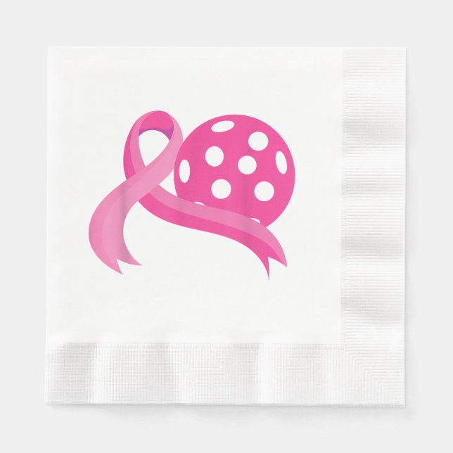 Cute Rosa Heart - Ribbon Pickleball Breast Cancer  Pappersservett (Framsidan)
