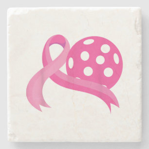 Cute Rosa Heart - Ribbon Pickleball Breast Cancer Stenunderlägg