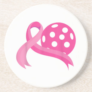 Cute Rosa Heart - Ribbon Pickleball Breast Cancer Underlägg