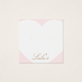 Cute Rosa Heart Stud Earring Visning Fyrkantigt Visitkort