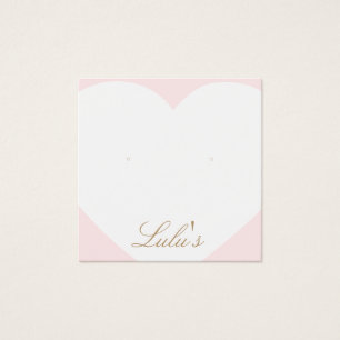 Cute Rosa Heart Stud Earring Visning Fyrkantigt Visitkort