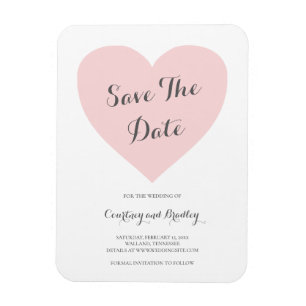 Cute Rosa Heart Typography Bröllop spara datum Magnet