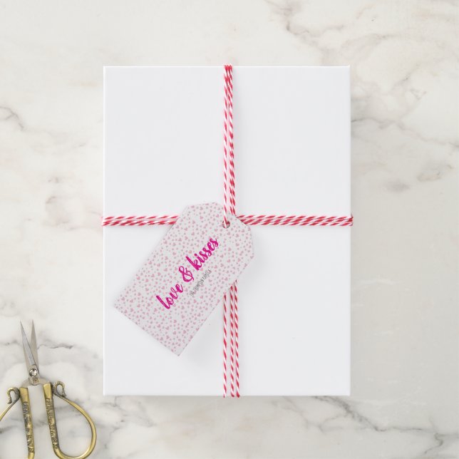 Cute Rosa Heart Valentine Day Gift-Märkre Presentetikett (Med Snöre)