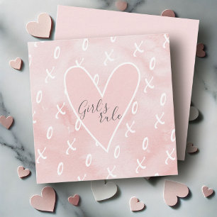 Cute Rosa Heart Valentines day Anteckningskort