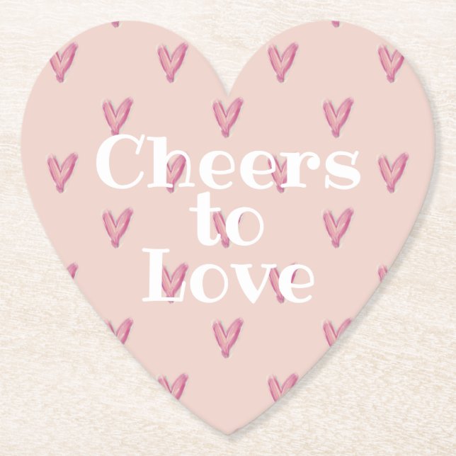 Cute Rosa Heart Valentines day Underlägg Papper (Framsida)