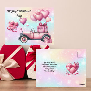 Cute Rosa Heart-Valentineser vykort