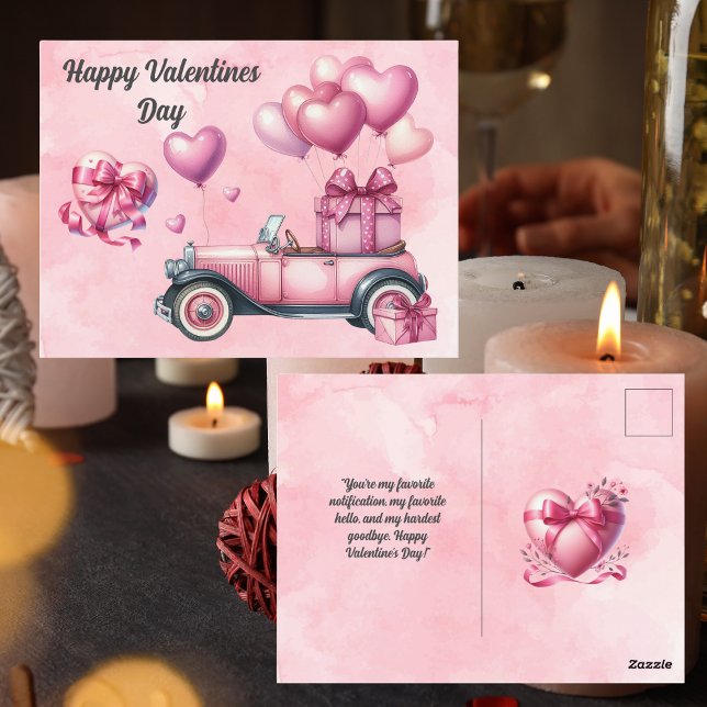 Cute Rosa Heart-Valentineser Vykort (Skapare uppladdad)