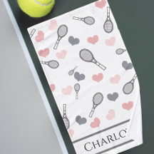 Cute Rosa Hearts and Tennis Rackets Mönster Sports