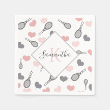 Cute Rosa Hearts and Tennis Rackets Mönster Sports